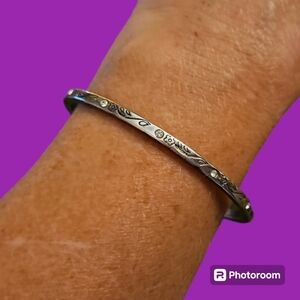 Brighton Silver Floral Engraved Bangle Bracelet